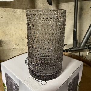 Smoky Gray Textured Glass Vase -